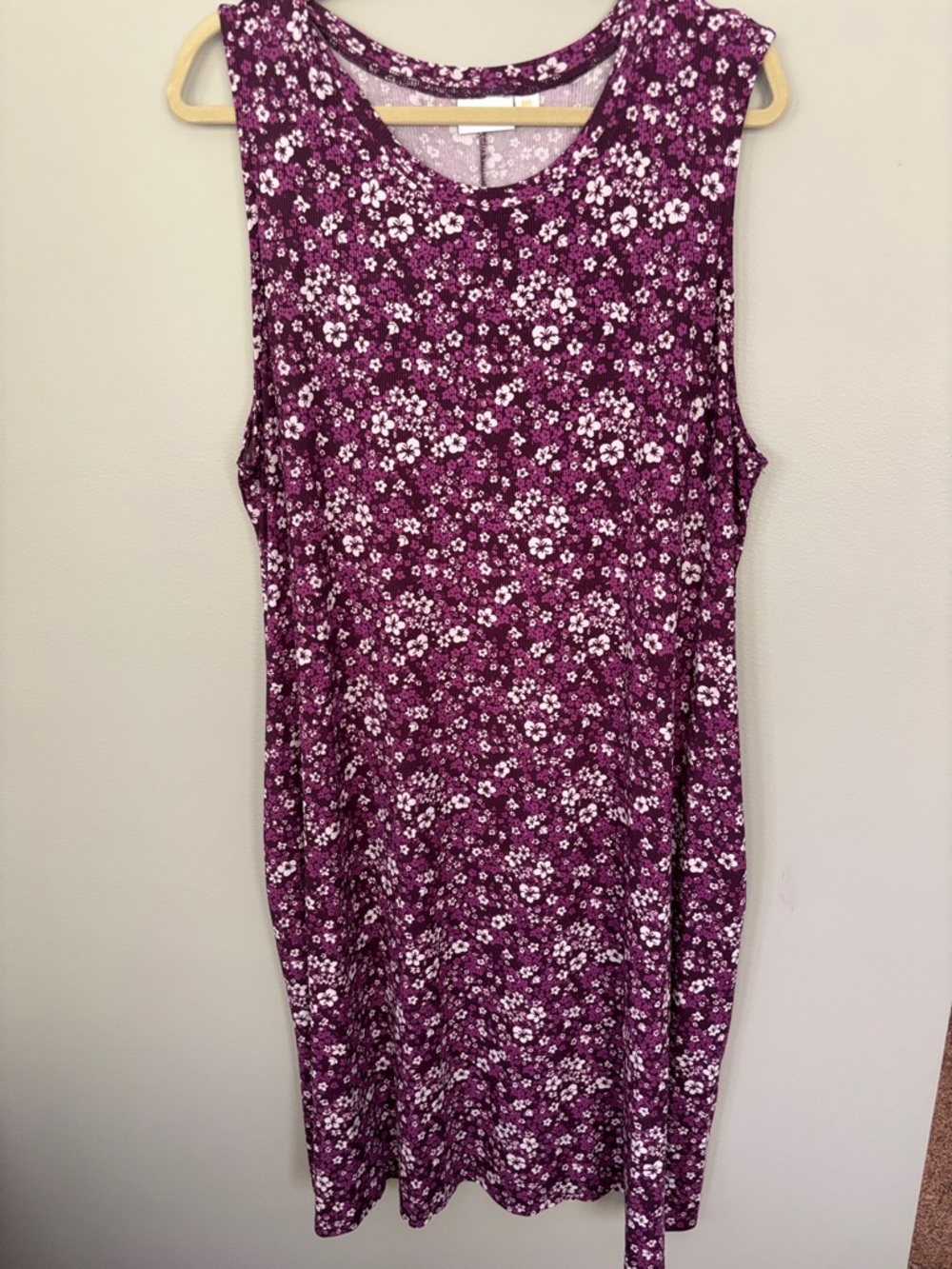 LuLaRoe Purple Floral Midi Dress with pockets